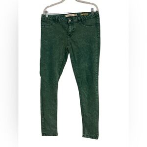Zara Jeans Size 10 Frayed Hem Skinny Denim Green 5 Pocket Slim Stretch (714)